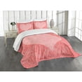 thumbnail image 3 of Ambesonne Coral Quilted Bedspread Set 3 Pcs, Pink Heart Damask, King Size, Coral Pale Pink, 3 of 5