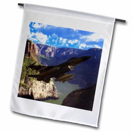 3dRose F-16 Fighting Falcon flies trough a mountain landscape  Garden Flag  12 by 18-Inch