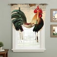 thumbnail image 2 of Retro Rooster Tie Up Curtain 63 Inches Long, Country Animal Newspaper Backdrop Balloon Style Kitchen Window Curtain Over Sink, Small Window Rod Pocket Curtain 52"x63", 2 of 9