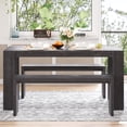 thumbnail image 2 of EUROCO 3-Piece Dining Table Set for 4, 60" Wood Kitchen Room Table Set with 2 Benches,Space-Saving Design for Apartment, Small Space and Breakfast Nook,Espresso, 2 of 8
