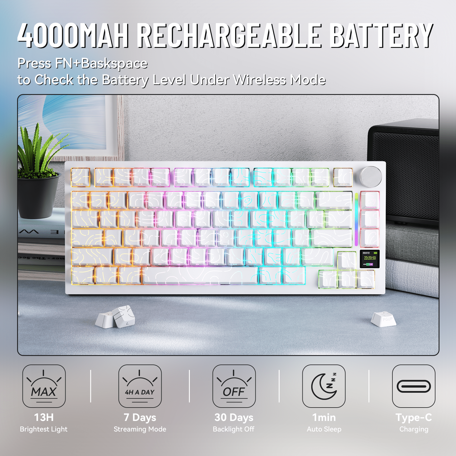 ATTACK SHARK X820ULTRA Mechanical Keyboard with C01ULTRA Coiled Cable
