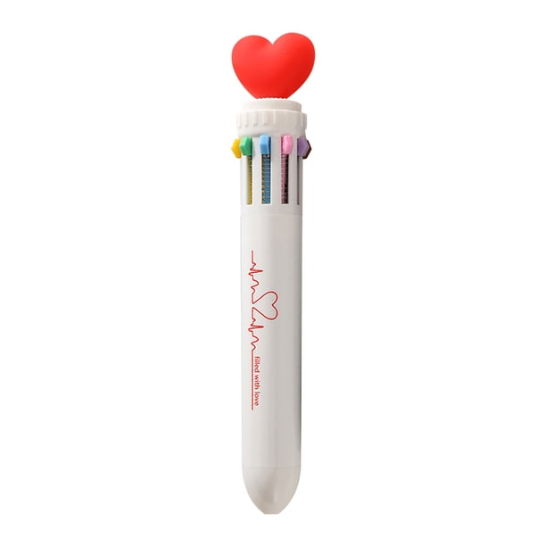 Hogar y jardín, Estuche para lápices, Bolígrafo retráctil multicolor 10 en 1 de 0,7 mm, 10 colores, para oficina, escuela, estudiantes, niños, regalo de 1 ml, Bolígrafo