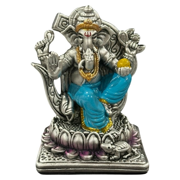 999 Pure Silver Antique Ganesha 3.0-inch Tall Idol / Statue / Murti (Figurine #53)
