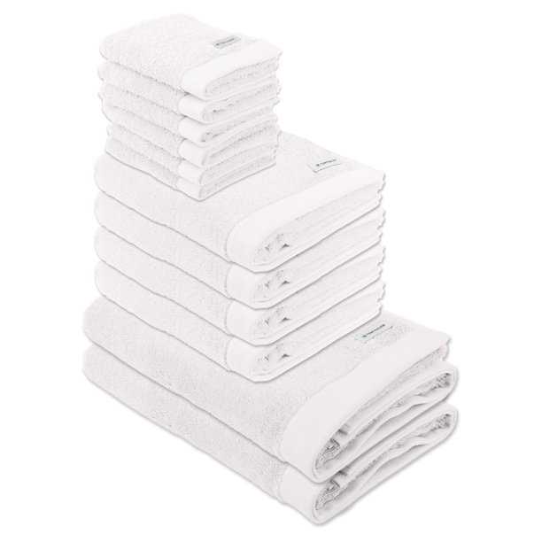 TOM TAILOR Juego de toallas, 12 piezas. - Color Bath, 2 toallas de baño, 4 toallas de mano, 6 toallas de invitados Blanco Set