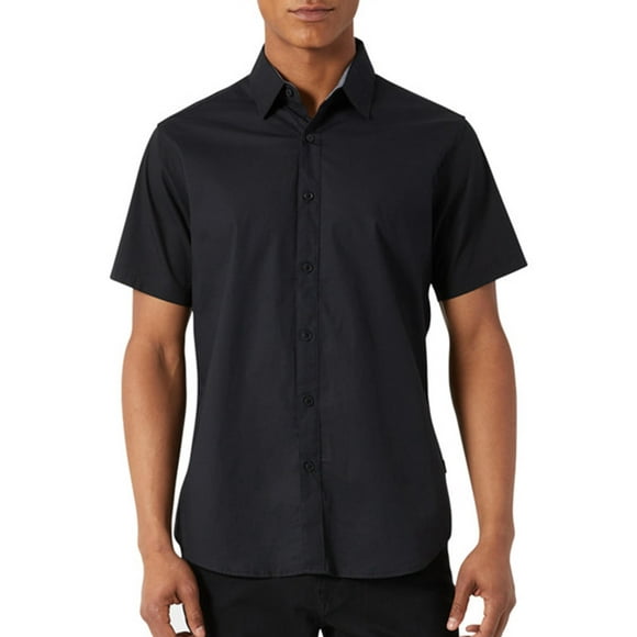 Camisa DKNY Negra Modern Fit de Algodón Stretch de Manga Corta