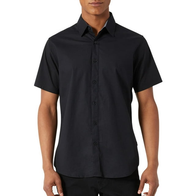 Camisa DKNY Negra Modern Fit de Algodón Stretch de Manga Corta