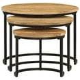 thumbnail image 2 of vidaXL Nesting Tables 3 pcs Solid Rough Wood Mango, 2 of 5
