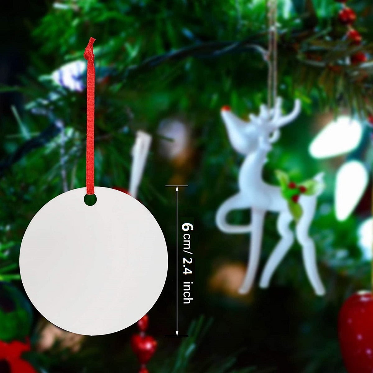 MEETCUTE 2020 Christmas Ornament,Blanks Sublimation Ceramic Ornament Personalized Round Disc Ornament for Sublimation,Hanging Blanks Pendant Ornament for Christmas Tree Decor,Set of 10 Piece 