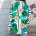 thumbnail image 5 of Sewkxo Womans Hawaii Shirt Floral Print Long Sleeve Lapel Collar Button Down Tropical Beach Blouse Trendy Loose Party Holiday Tees,Green S, 5 of 5