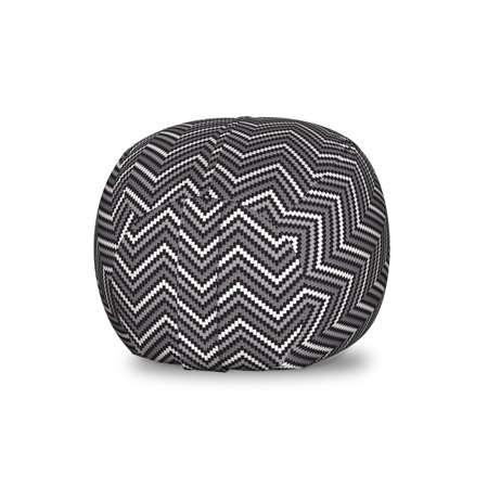 Black and Grey Storage Toy Bag Chair  Detailed Herringbone Pattern on Repeat Zigzags Striped  Stuffed Animal Organizer Washable Bag  Small Size  Dimgray Charcoal Grey  by Ambesonne