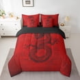 thumbnail image 2 of Feelyou Chinese Dragon Print Twin Bedding Sets 7-Piece, Red Graffiti Bedding Comforter Set, 2 of 8