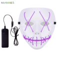 thumbnail image 3 of BadPiggies Halloween Glow Mask LED Light Up Scary Masks The Purge Movie Festival Costume Luminous with Batteries (Purple), 3 of 5