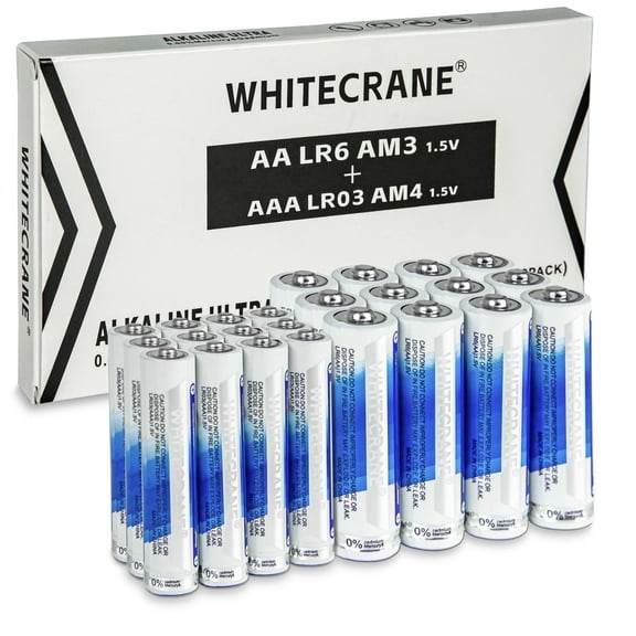 WHITECRANE AA and AAA Batteries Combo Pack, 24 Count Pack 1.5V Double A & Triple A Alkaline Battery, Long-Lasting Power