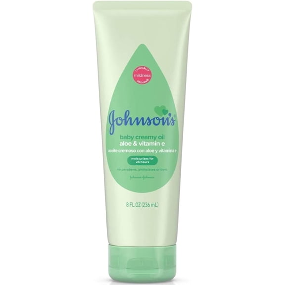 Johnson & Johnson Johnson's Baby Creamy Oil, Aloe & Vitamin E, 8 Ounce (Pack of 6)