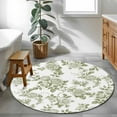 thumbnail image 4 of Sage Green Flower Round Area Rug 4 FT, Non Slip Indoor Outdoor Rug, Vintage Country Rose Leaf Floral Washable Soft Circular Carpet Non-Shedding Floor Mat for Coffee Table Nursery Foyer Balcony, 4 of 9