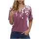 thumbnail image 1 of Blusas de Manga Corta para las Mujeres Impresas Cuello Redondo Casual Top, Blusa de Algodón de Imitación para el Hogar Y Diario, 1 of 5
