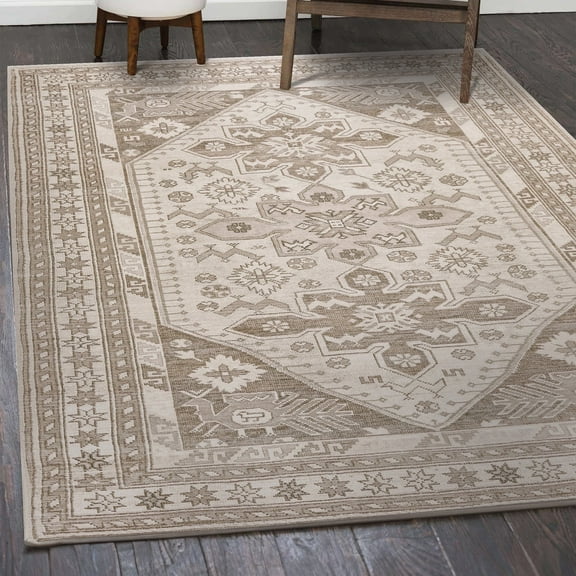 My Magic Carpet 5'x7' Machine Washable Non-Slip Dining Living Room Area Rug - Saraz Grey Silver