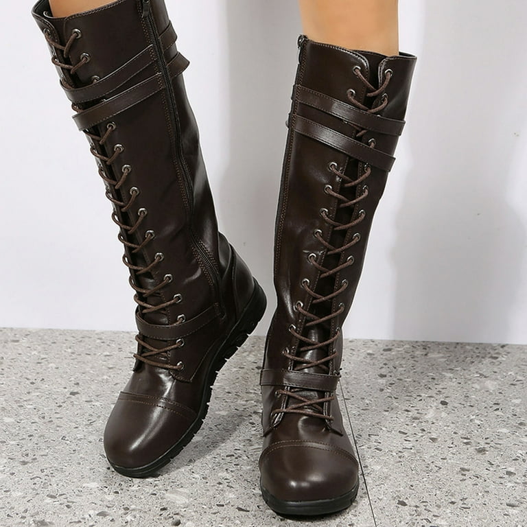 【ACLENT】Round buckle long boots Amazon.com: ANN CREEK Women's 'Kaunay' Buckle Strap Crocodile Knee
