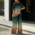thumbnail image 7 of TaTaai Two Piece Sets for Women Solid Short Sleeve Top Wide Leg Pants Gold Foil Trim Casual Summer Outfits, 7 of 7