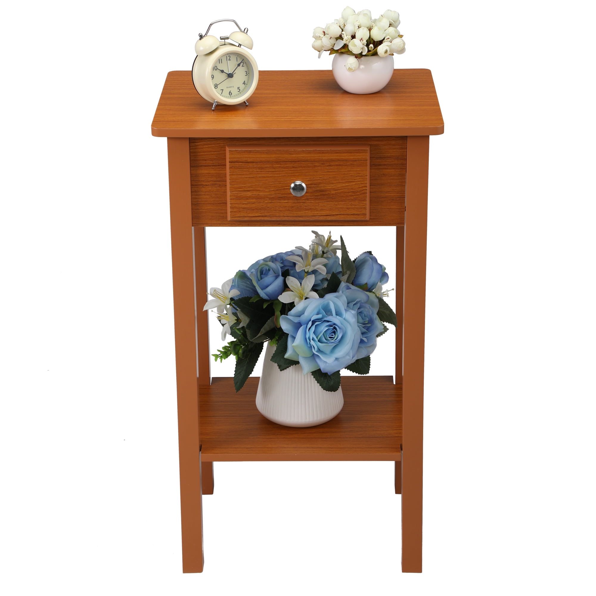 Kepooman Modern Versatile High-Leg Nightstands Side End Table Night Stand Storage Shelf with Drawer for Living Room Bedroom, Honey Brown Kepooman Modern Versatile High-Leg Nightstands Side End Table Night Stand Storage Shelf with Drawer for Living Room Bedroom, Honey Brown
