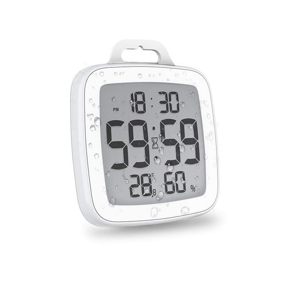 BALDR Digital Shower Clock with Timer - Waterproof Shower Timer for Kids and Adults - Perfect Bathroom Clock That Displays Time and Temperature - Battery Operated Digital Clock and Waterproof Timer