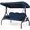 Blue, variant on DELMANGO 3-Seat Outdoor Porch Swing with Adjustable Canopy, 2 in 1 Convertible Patio Swing Bed, Patio Glider Swing for Backyard, Blue