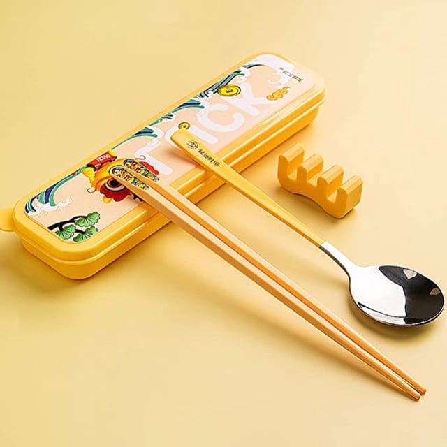 Juego de cubiertos portátiles TUNC estilo chino patrón de león lindo