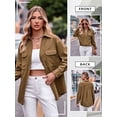 thumbnail image 7 of SLADYGLO Women Lapel Collar Button Down Long Sleeve Chest Pockets Shirt, 7 of 7