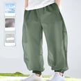 thumbnail image 2 of Lenpel Children's Summer Pants Girls Boys Lightweight Elastic Waist Mesh Wide Leg Pants Baggy Casual Joggers with Pockets 2-15 Y, 2 of 5
