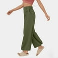 thumbnail image 5 of Wide Leg Pants for Women High Waist Linen Flowy Pleated Capris Dressy Casual Work Cropped Trousers Pants with Pockets, 5 of 5