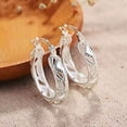 thumbnail image 2 of Stylish Silver Textured Hoop Earrings - Effortlessly Chic and Comfortable, 2 of 4