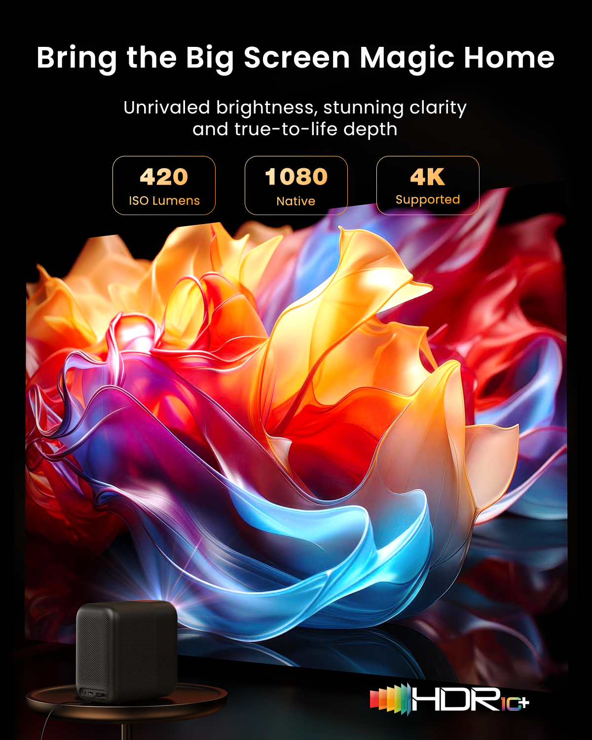 WEMAX Smart Projector 4K Support, Licensed Google TV, MEMC & HDR10 & Dolby Audio, Smart Screen Alignment, 500 ISO WiFi Bluetooth Outdoor Movie Projector