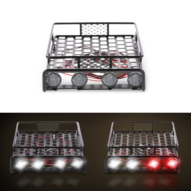 Accesorios RC Portaequipajes de techo con barra de luces para 1/10 RC Crawler Axial SCX10 D90 110 TRX-4 Tamiya HSP RC Piezas de automóviles Tomshoo Accesorios RC