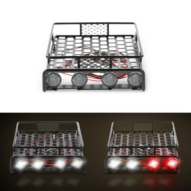 Com Roof Rack Luggage Carrier with Light Bar for 1/10 RC Crawler Axial SCX10 D90 110 Traxxas -4 HSP RC Car Parts