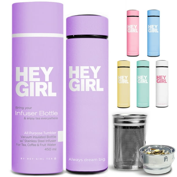 Hey Girl Tea Infuser Bottle 450ml Insulated Stainless Steel Water