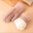 thumbnail image 4 of Kilaqueen Mittens for Women/Men Sherpa Lined Cold Weather Chunky Cable Knit Mitten Winter Fashion Double Layer Thickened Warm Fingerless Gloves, 4 of 5
