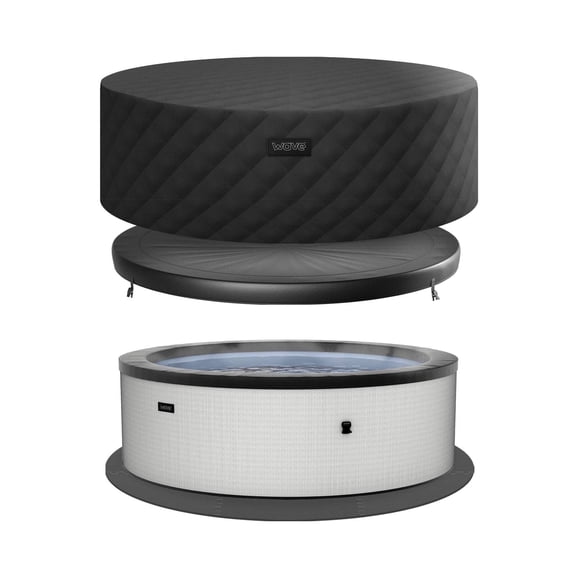 Wave Tahoe 4 Person Eco-Foam Round Hot Tub EnergySave Bundle with 70 Aquajet Massage System | Graphite Gray