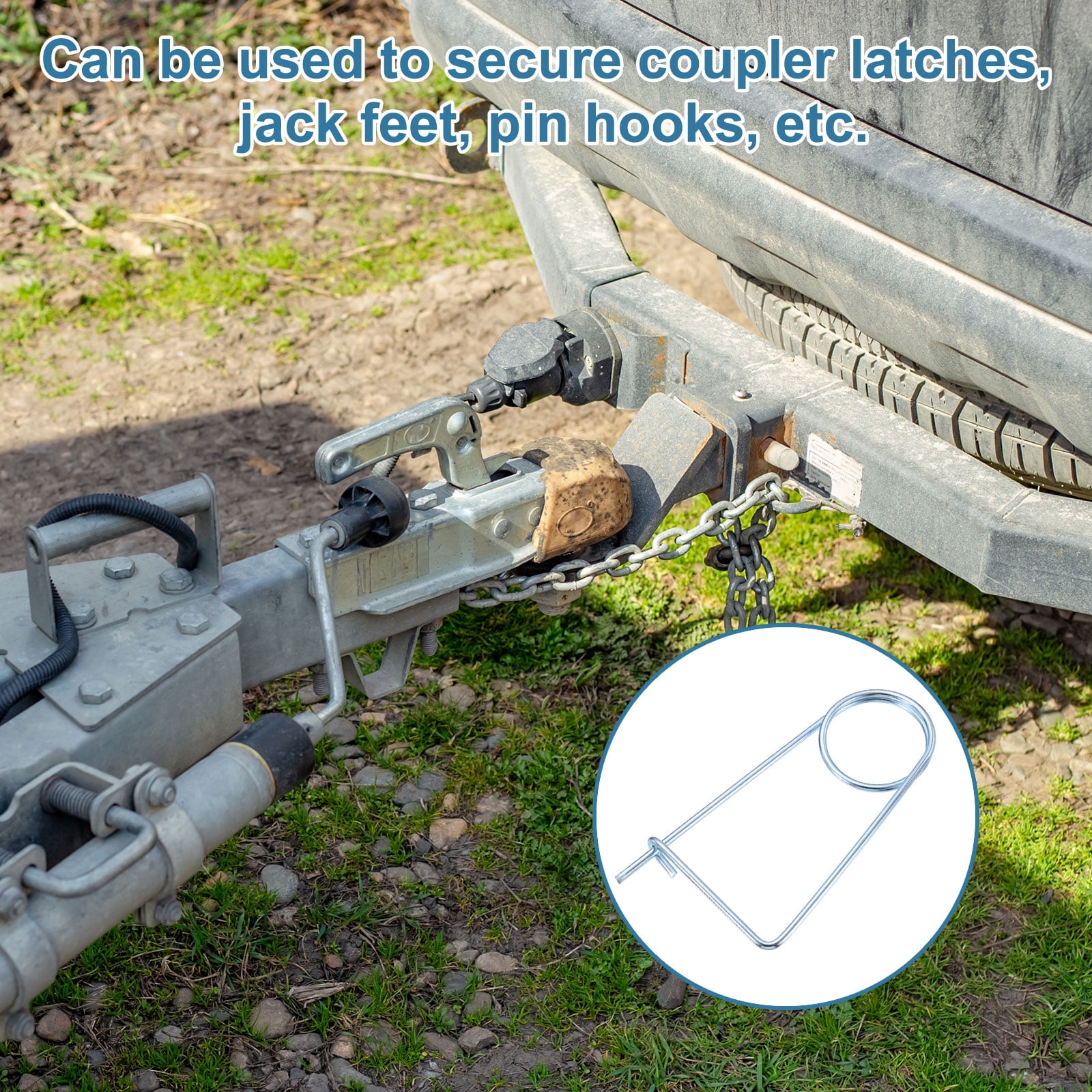 Uxcell 0.24"x5.08" Brooch Shape Cotter Safety Pin Spring Pin Fastener 2Pcs Steel Quick Lock for Farm Garden Lawn Hook Hitch