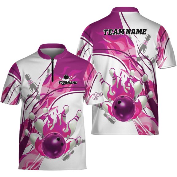 Personalized Bowling Jersey 3D, Bowling Shirts for Team, Bowling Shirt Unisex for Men Women, Bowling Shirts for Men (Pink, 5XL)
