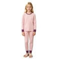 thumbnail image 6 of TIREOW Kids Underwear 2 Piece Set Contrast Trim Long Sleeve Crewneck Top and Long Pants Boys and Girls Sleepwear Loungewear Set, 6 of 7