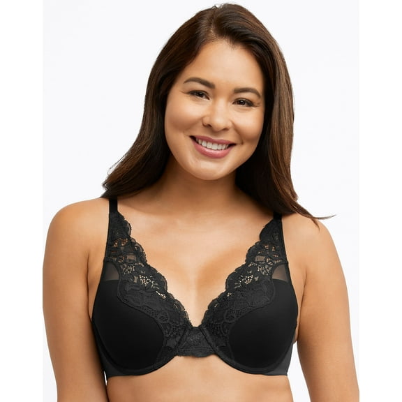 Women's Bali DF0084 One Smooth U Comfort Stretch Lace Underwire Bra (Black 36D)