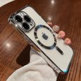 thumbnail image 1 of KOMI Magnetic Case for iPhone 15 Pro Case [Compatible with MagSafe] Full Camera Protection Clear Plating Luxury Cover for Women Men Soft TPU Bumper Drop Protective Phone Case (6.1"), Silver, 1 of 5