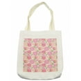 thumbnail image 1 of Rose Tote Bag, Graphic Image of Romantic Flower Silhouettes with Polka Dots Top View, Cloth Linen Reusable Bag for Shopping Books Beach and More, 16.5" X 14", Cream, by Ambesonne, 1 of 2