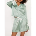 thumbnail image 3 of Michellecmm  Women Lounge Set Long Sleeve Lapel Button Up Tops Bow Shorts, 3 of 7