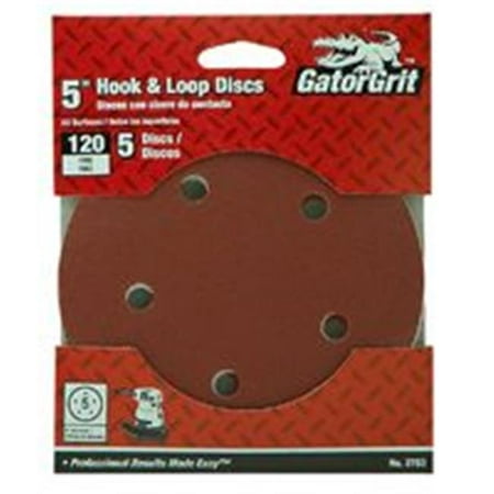 

Ali Industries 3783 5 In. 5 Hole Hook & Loop 120 Grit 5 Pack
