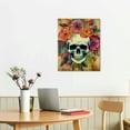 thumbnail image 2 of Nawypu  Skull Canvas Wall Art Sugar Skull Painting Wall Decor Framed Artwork Halloween Decor, 2 of 4