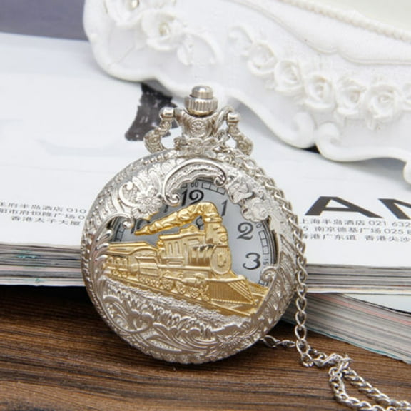 Yesbay Vintage Steam Train Antique Chain Quartz Locomotive Pendant Pocket Watch Gift,Pocket Watch