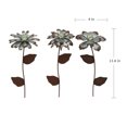 thumbnail image 7 of Galvanized Floral Garden Stake Outdoor Glow in Dark Plant Pick Water Proof Metal Stick Ornament Decor for Lawn Yard Patio, 4"W x 1.5"D x 13.8"H, 3 Set, 7 of 7