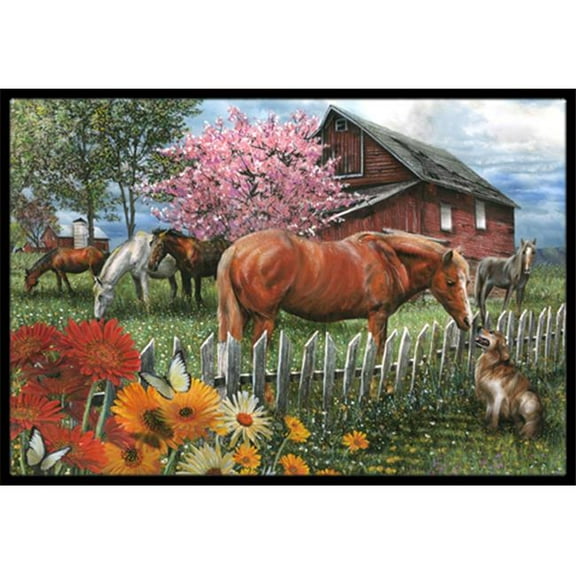 Horses Chatting With The Neighbors Indoor & Outdoor Mat, 24 x 36 in.