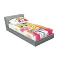 thumbnail image 2 of Ambesonne Anime Fitted Sheet & Pillow Sham Set, Manga Cartoon Art, Twin, Pink Yellow, 2 of 2